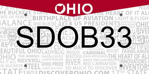 SDOB33 Ohio License Plate