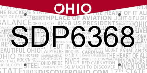 SDP6368 Ohio License Plate