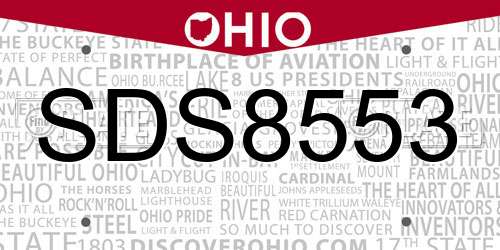 SDS8553 Ohio License Plate