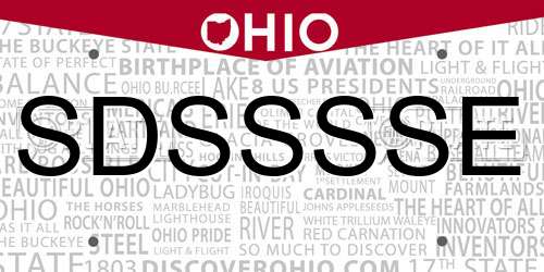 SDSSSSE Ohio License Plate