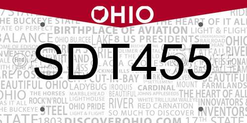 SDT455 Ohio License Plate
