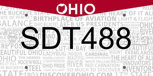 SDT488 Ohio License Plate