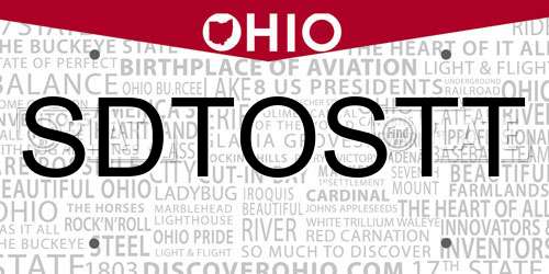 SDTOSTT Ohio License Plate