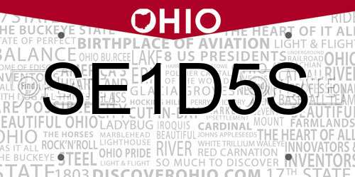 SE1D5S Ohio License Plate
