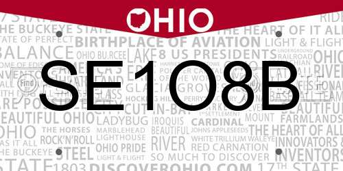 SE1O8B Ohio License Plate