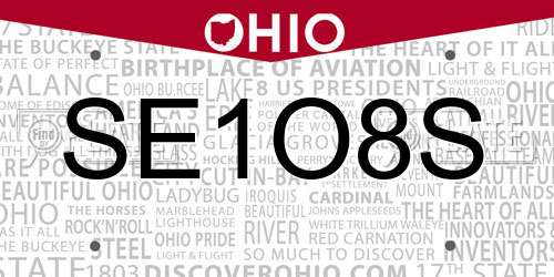SE1O8S Ohio License Plate