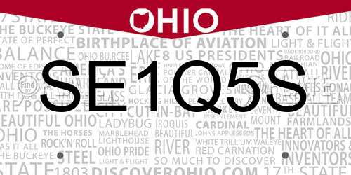 SE1Q5S Ohio License Plate