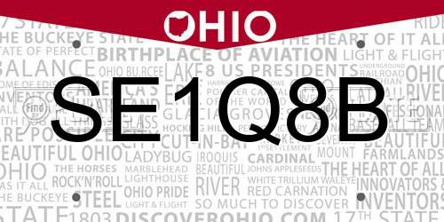 SE1Q8B Ohio License Plate