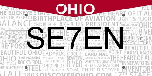 SE7EN Ohio License Plate