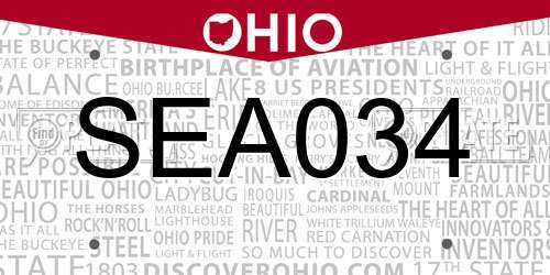 SEA034 Ohio License Plate