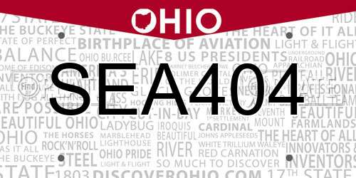 SEA404 Ohio License Plate