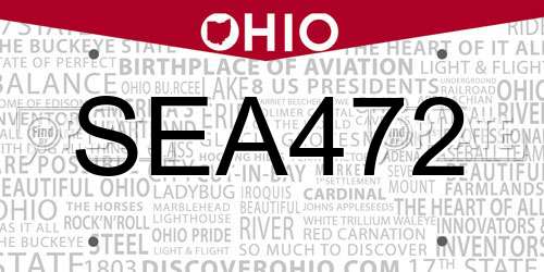 SEA472 Ohio License Plate