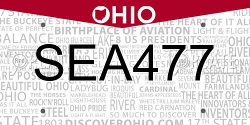 SEA477 Ohio License Plate