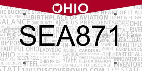 SEA871 Ohio License Plate