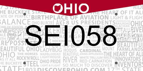 SEI058 Ohio License Plate
