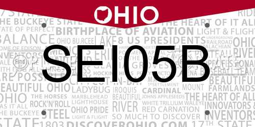 SEI05B Ohio License Plate