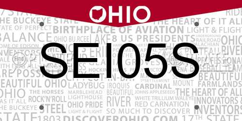 SEI05S Ohio License Plate
