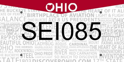SEI085 Ohio License Plate