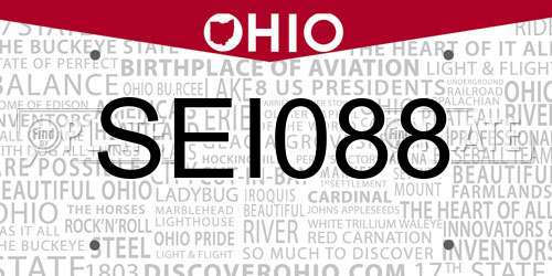 SEI088 Ohio License Plate