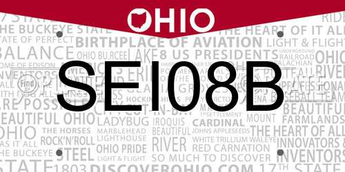SEI08B Ohio License Plate