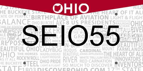 SEIO55 Ohio License Plate