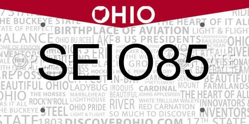 SEIO85 Ohio License Plate