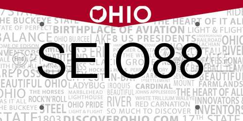 SEIO88 Ohio License Plate