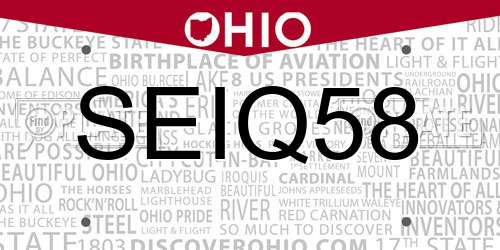 SEIQ58 Ohio License Plate