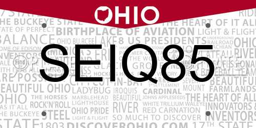 SEIQ85 Ohio License Plate