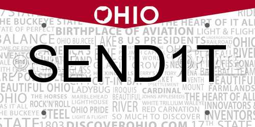 SEND1T Ohio License Plate