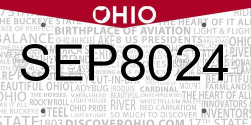 SEP8024 Ohio License Plate