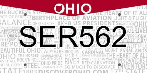 SER562 Ohio License Plate