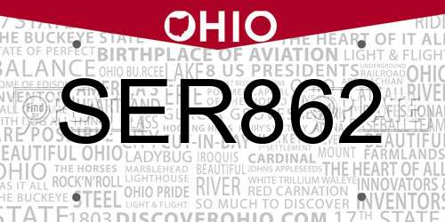 SER862 Ohio License Plate