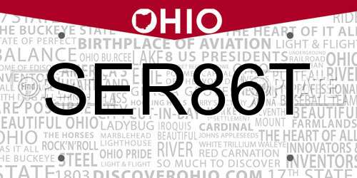 SER86T Ohio License Plate