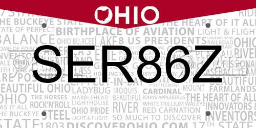 SER86Z Ohio License Plate