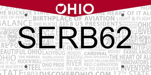 SERB62 Ohio License Plate