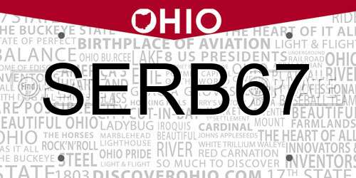 SERB67 Ohio License Plate