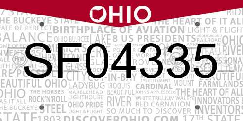 SF04335 Ohio License Plate
