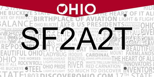 SF2A2T Ohio License Plate