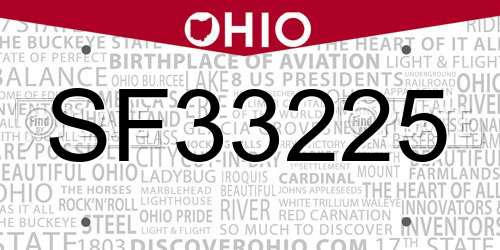 SF33225 Ohio License Plate