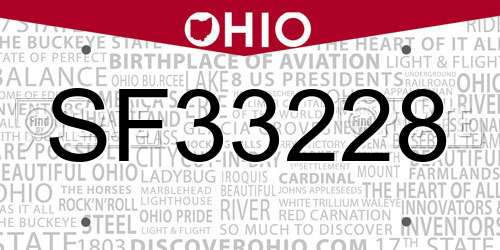 SF33228 Ohio License Plate