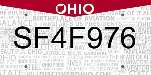 SF4F976 Ohio License Plate