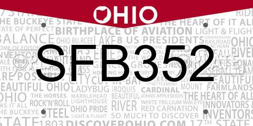 SFB352 Ohio License Plate