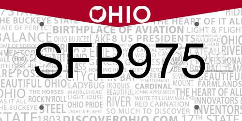 SFB975 Ohio License Plate