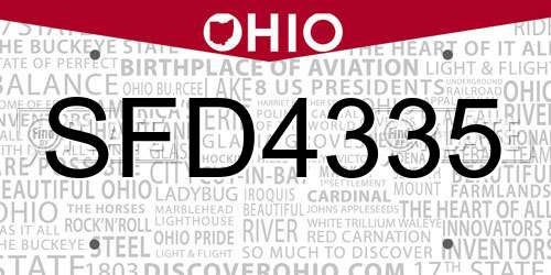 SFD4335 Ohio License Plate