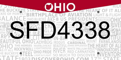 SFD4338 Ohio License Plate