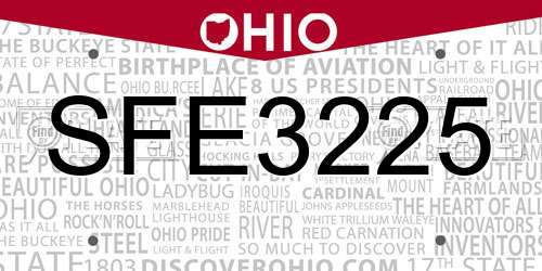 SFE3225 Ohio License Plate