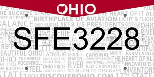 SFE3228 Ohio License Plate