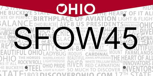 SFOW45 Ohio License Plate
