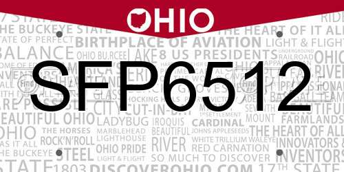 SFP6512 Ohio License Plate